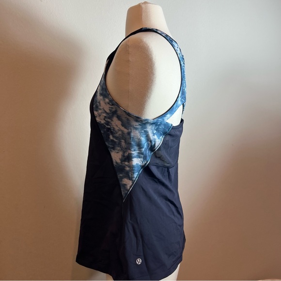 Lululemon navy blue mesh with me tank in sea side silver size 10 - Picture 4 of 10